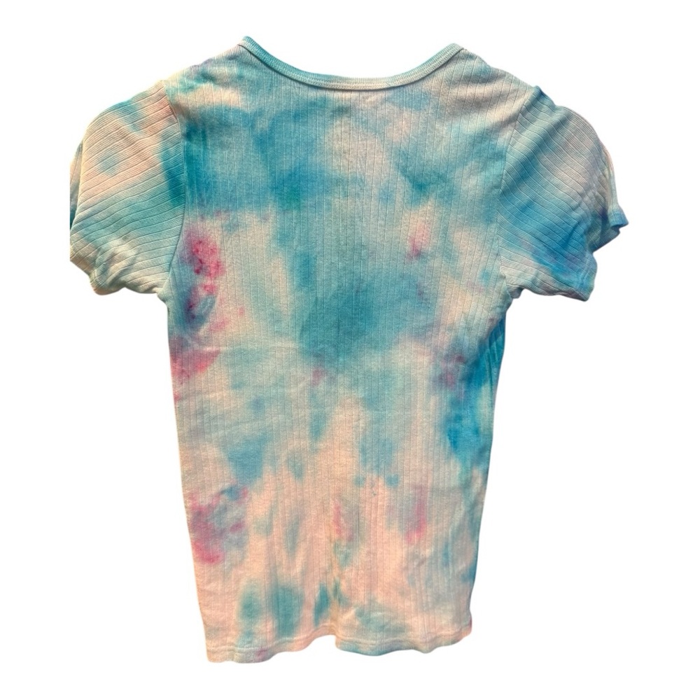 Brandy Melville Blue/White/Pink Custom Fitted Tie Dye Top, Ribbed, So Cute! - Picture 3 of 4